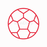 赤いサッカーボールのアイコン（アウトライン）