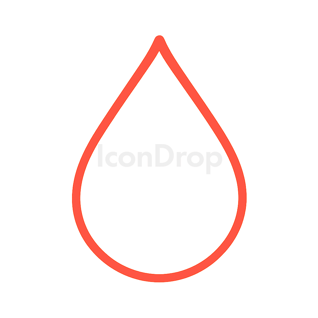 Red Water Drop Icon Outline