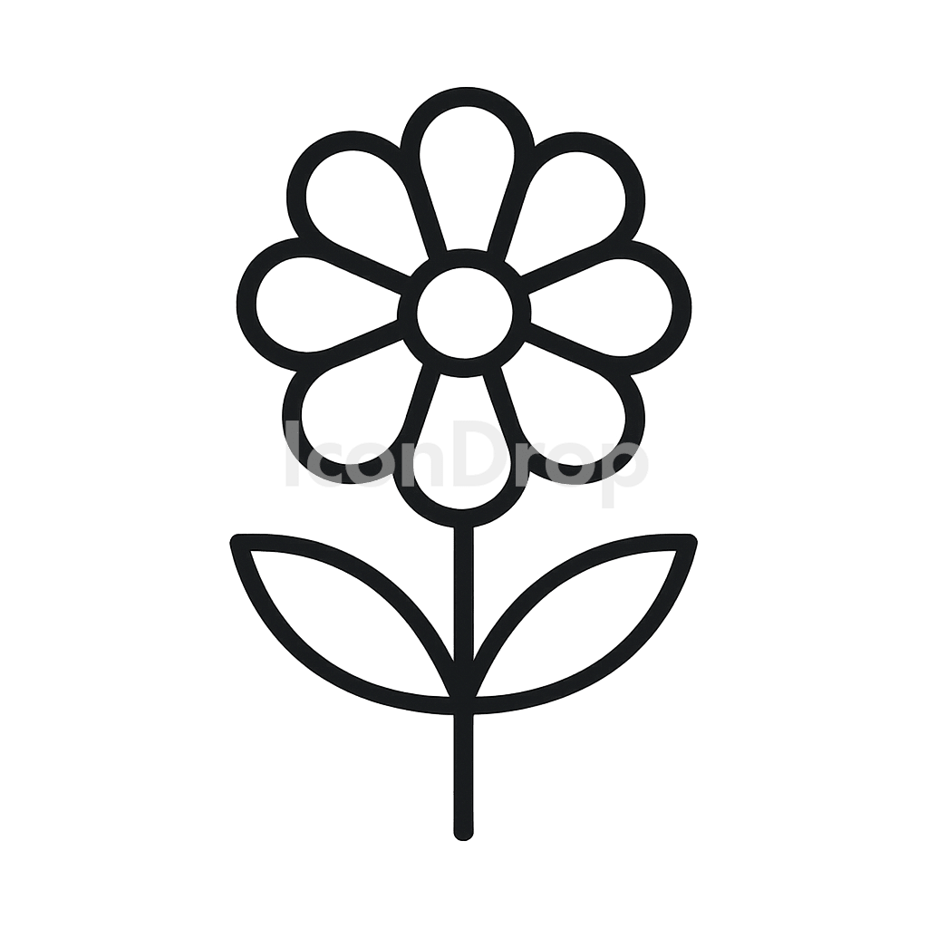 Retro Flower Icon Outline