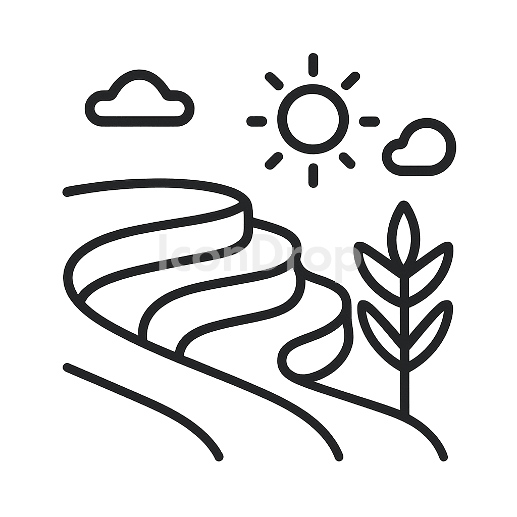 Rice Terraces Icon Outline