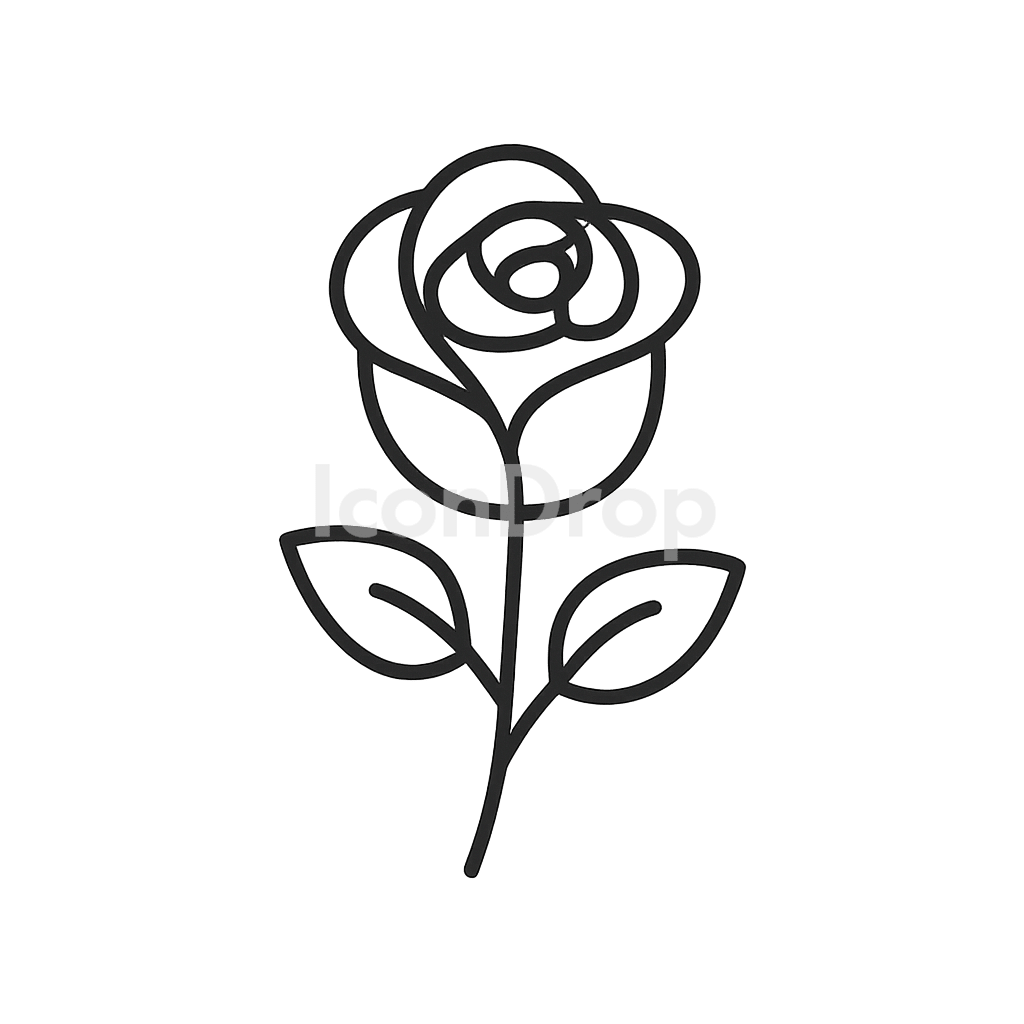バラの花のアイコン アウトライン