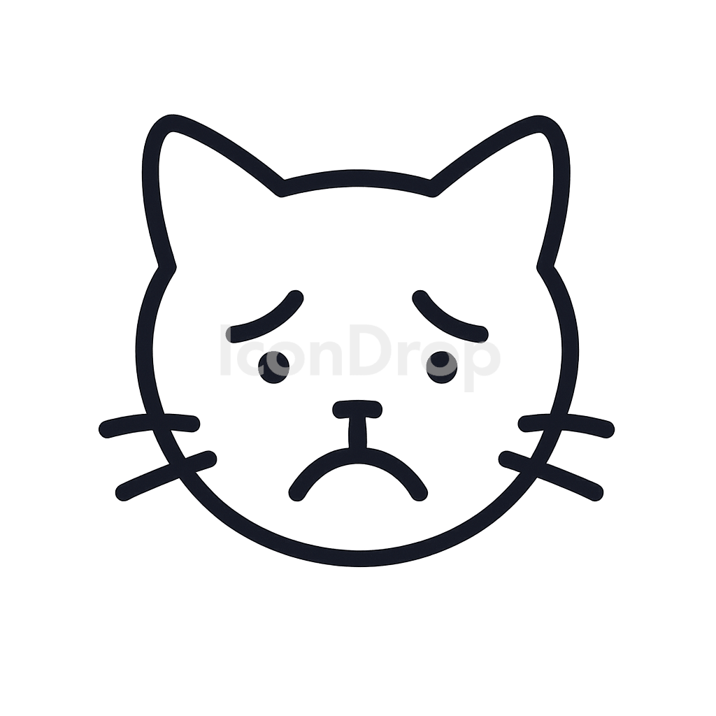 Sad Cat Icon Outline