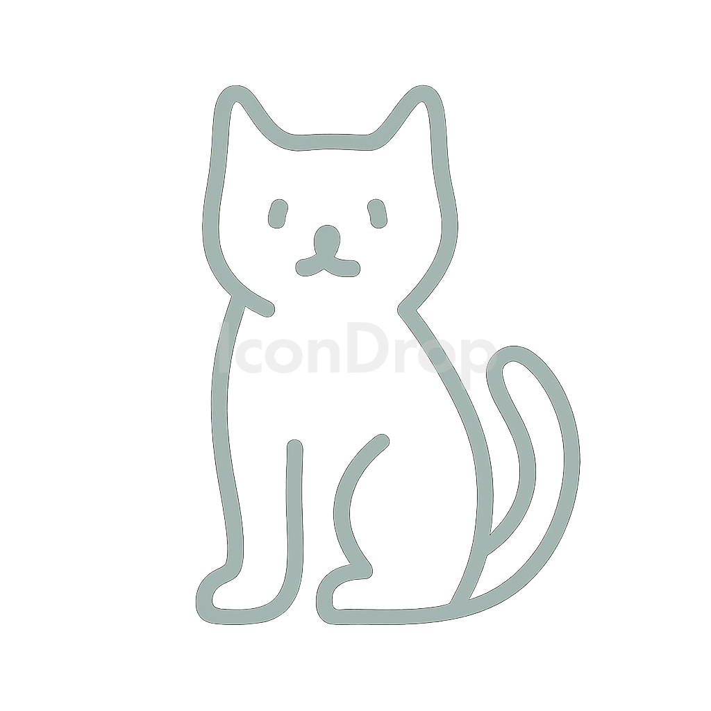 セージグリーンの猫アイコン アウトライン