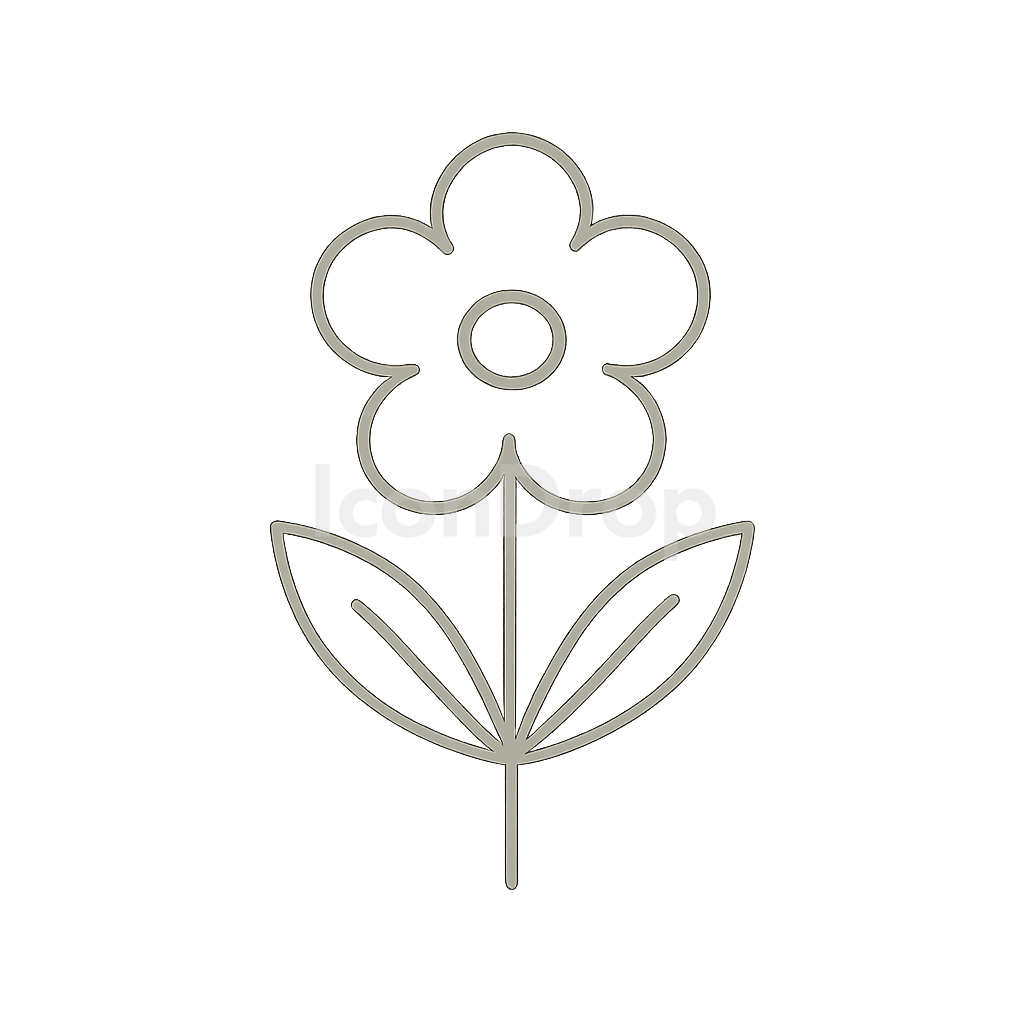 セージグリーンの花のアイコン アウトライン