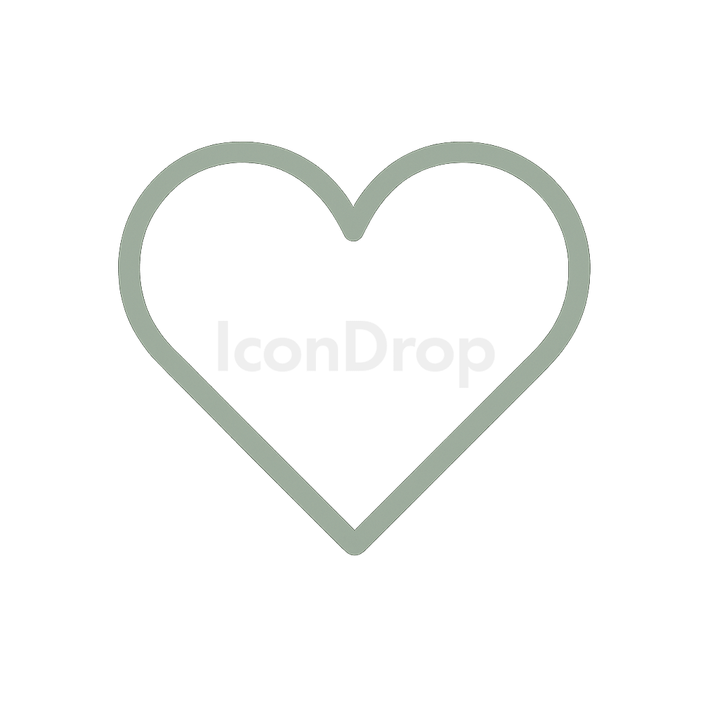 Sage Green Heart Icon Outline
