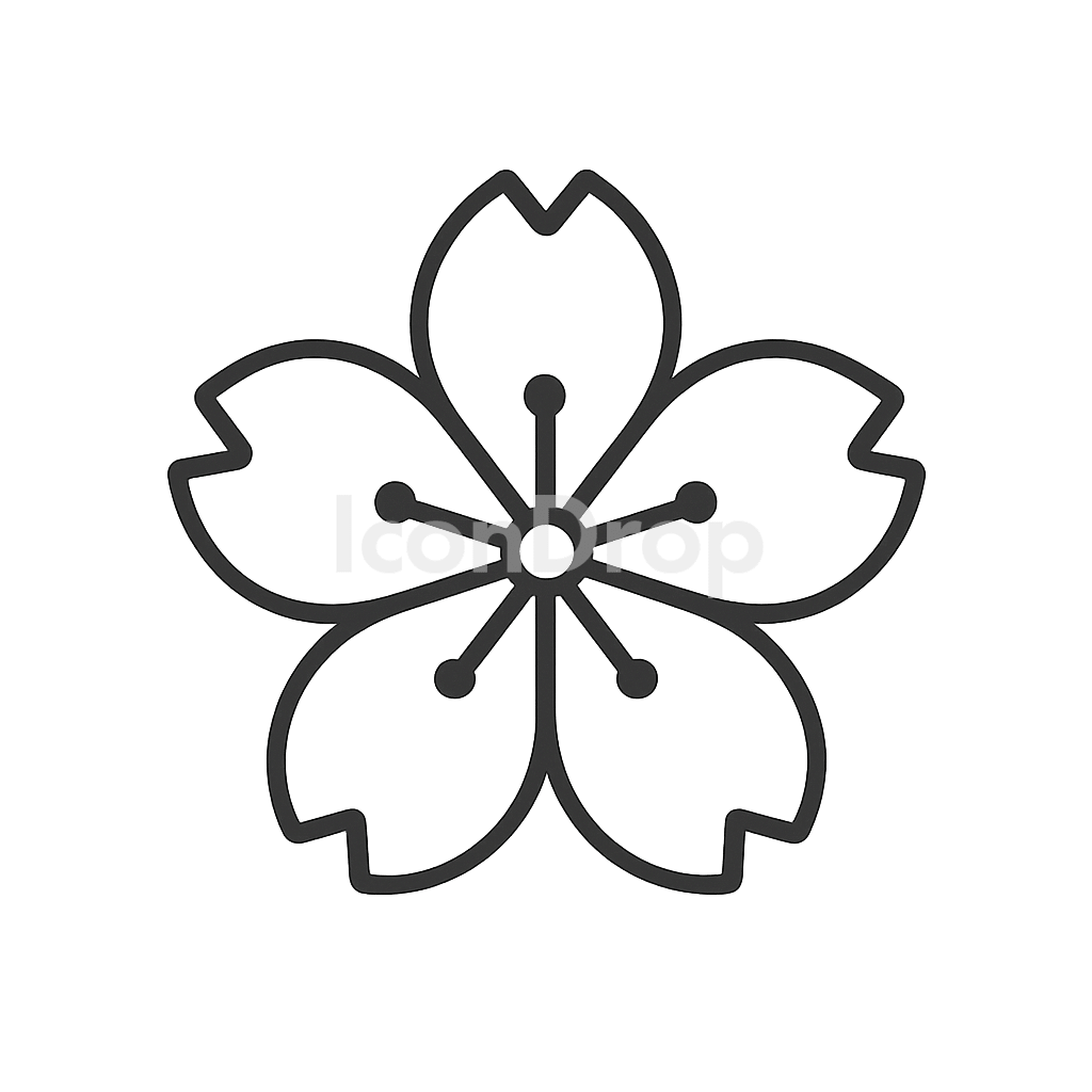 Sakura Flower Icon Outline