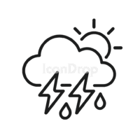 Scattered Thunderstorms Weather Icon Outline