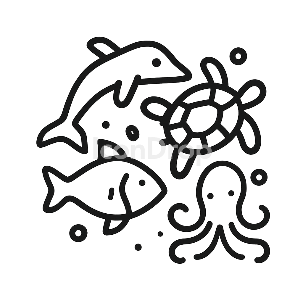 Sea Animals Icon Outline