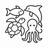 Sea Animals Icons Outline