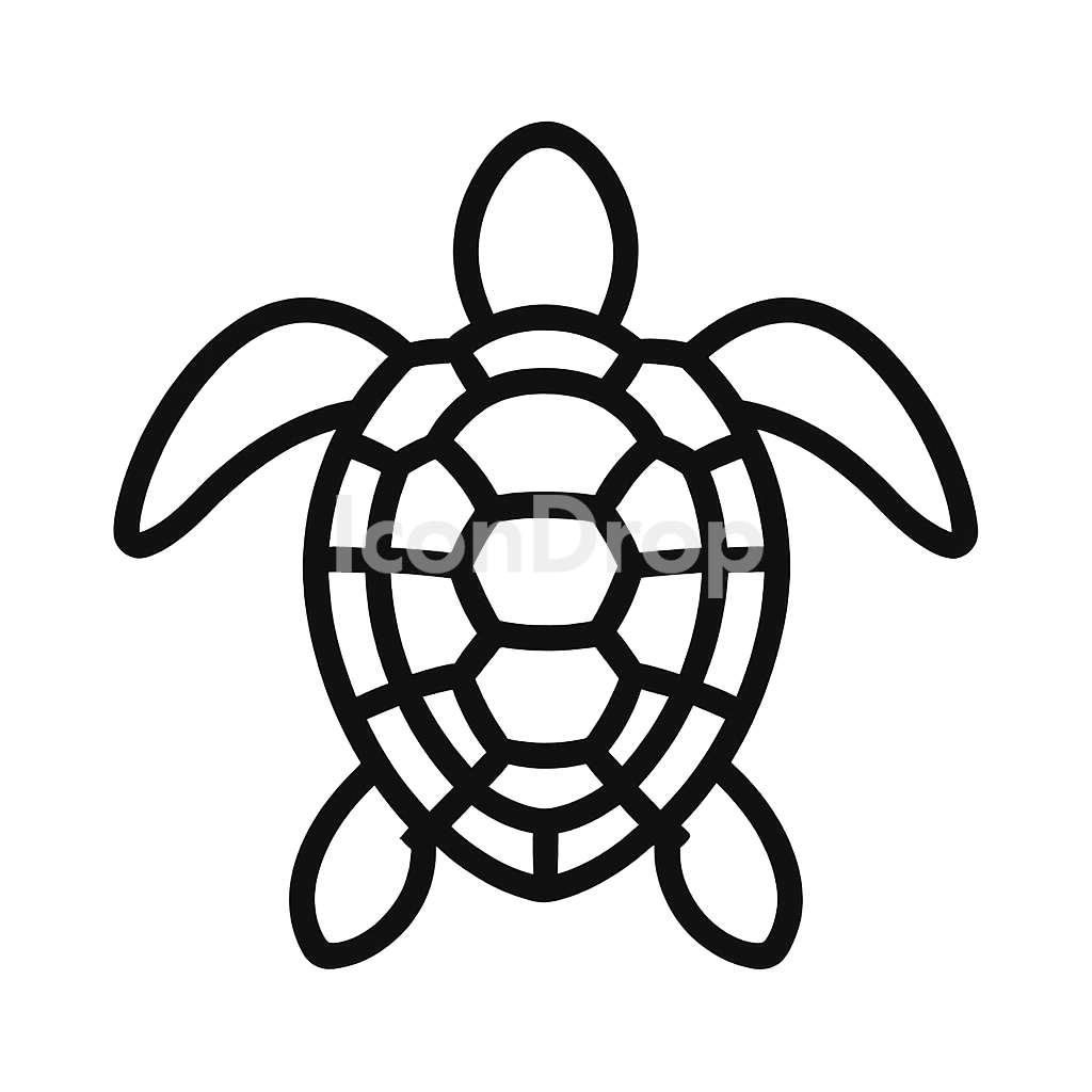 ウミガメのアイコン アウトライン