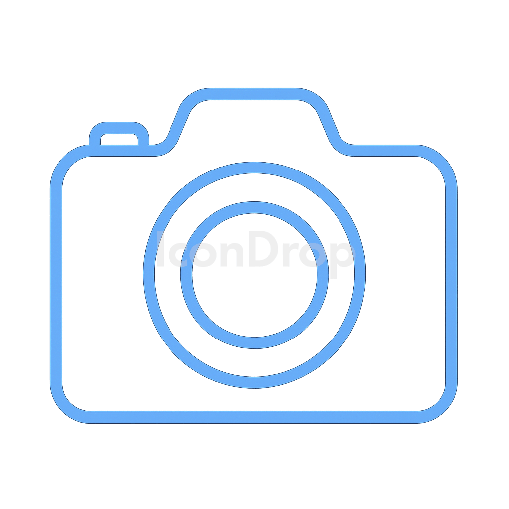 Sky Blue Camera Icon Outline
