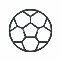 赤いサッカーボールのアイコン（アウトライン）