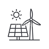Solar And Wind Energy Icon Outline