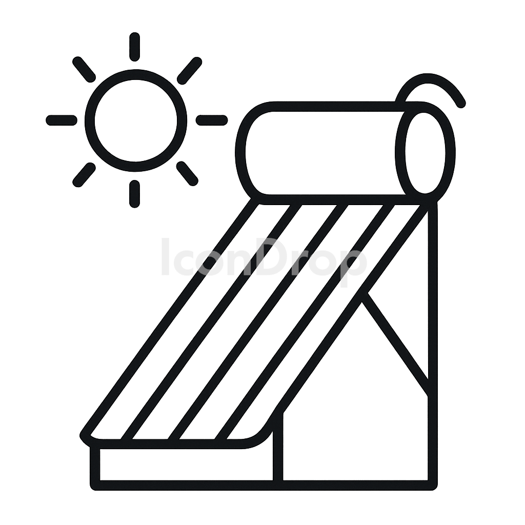 Solar Water Heater Icon Outline