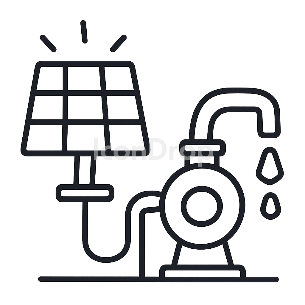 Solar Water Pump Icon Outline