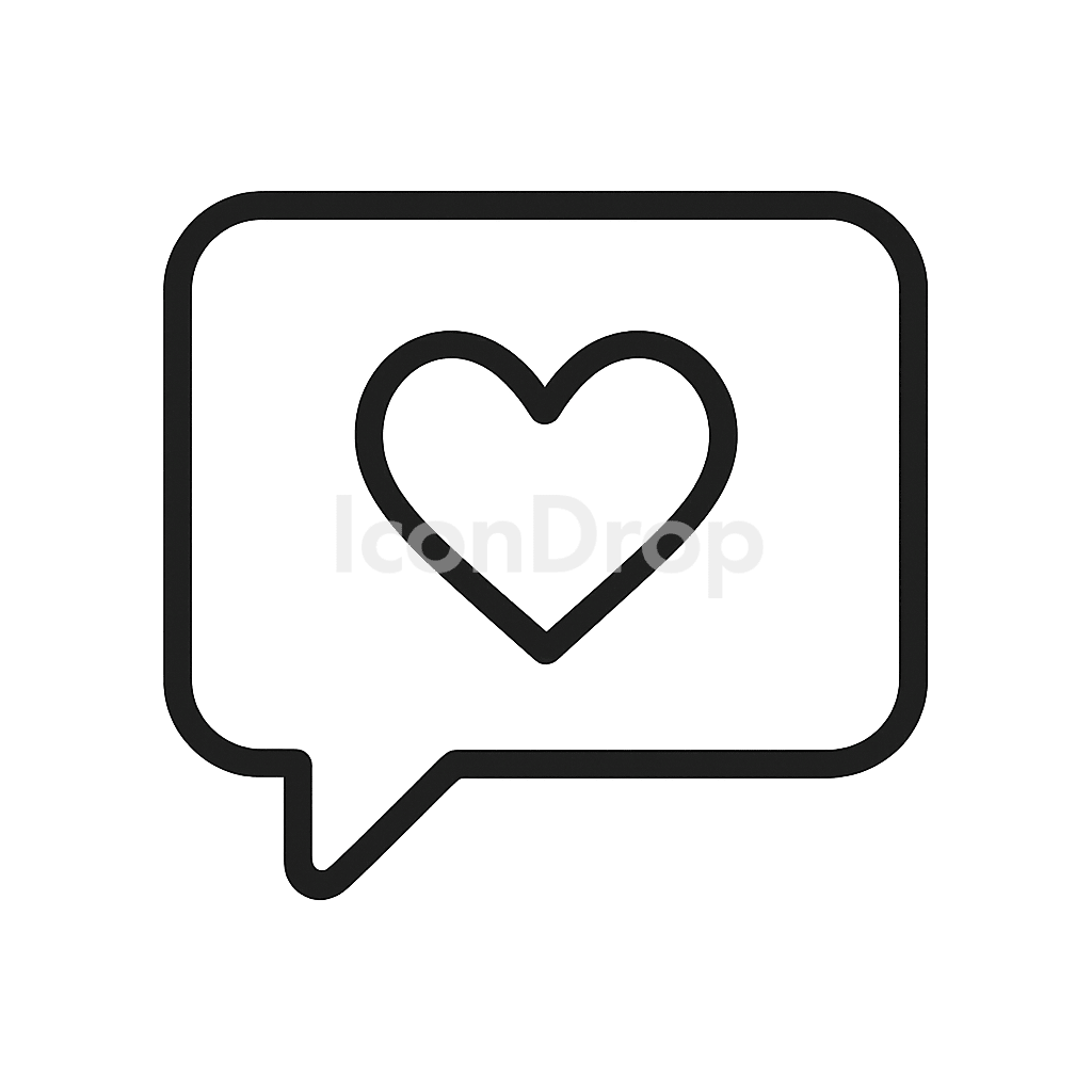 Speech Bubble Heart Icon Outline