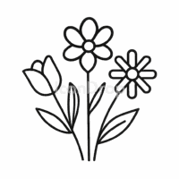 春の花のアイコン（アウトライン）