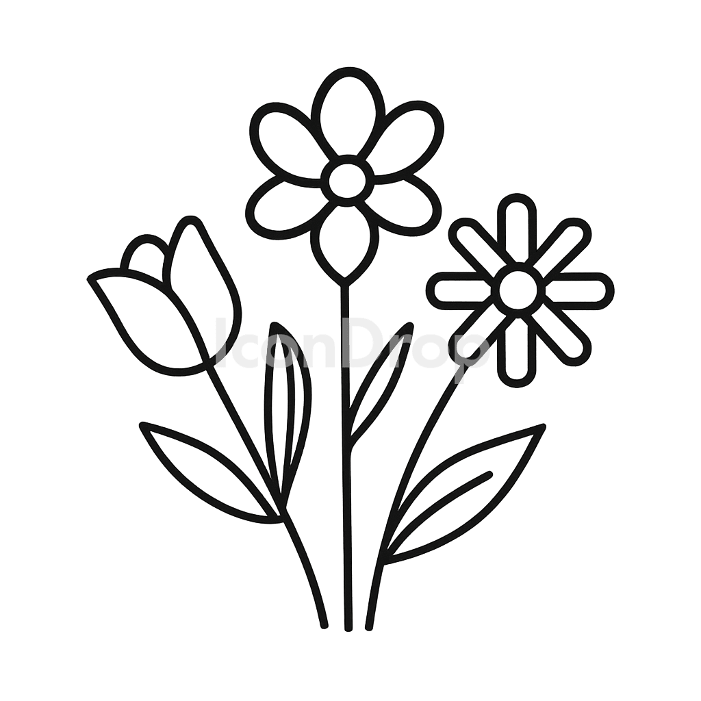 春の花のアイコン アウトライン