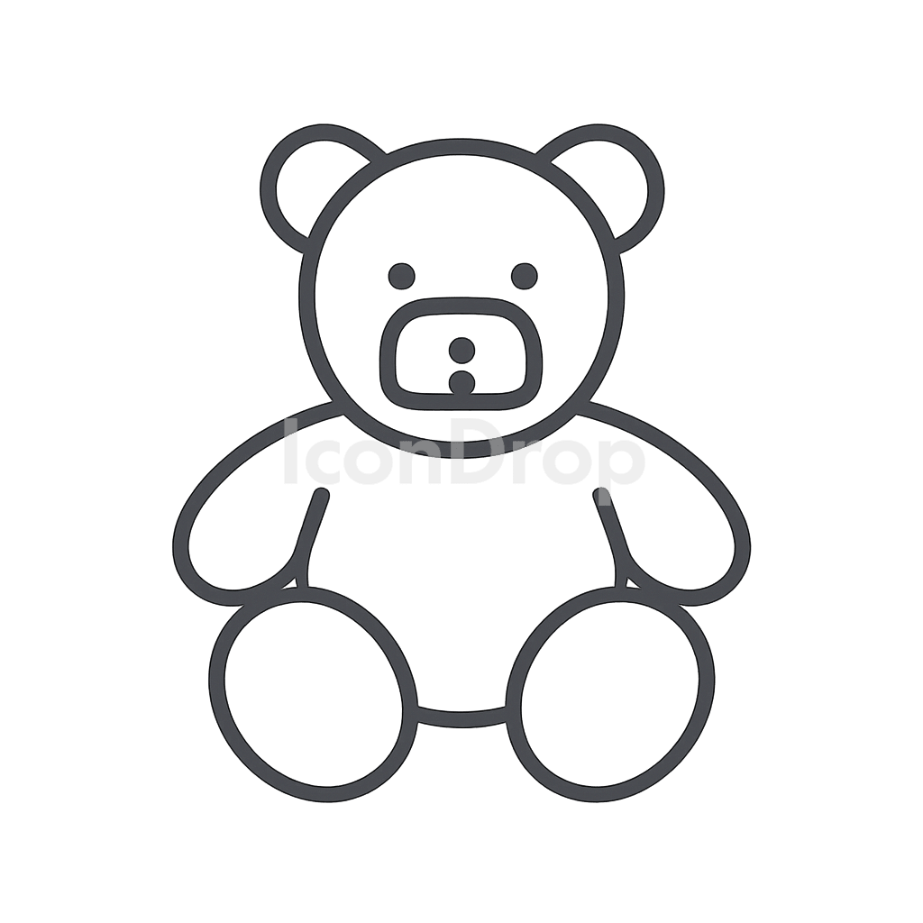 ぬいぐるみ（スタッフドアニマル）のアイコン アウトライン