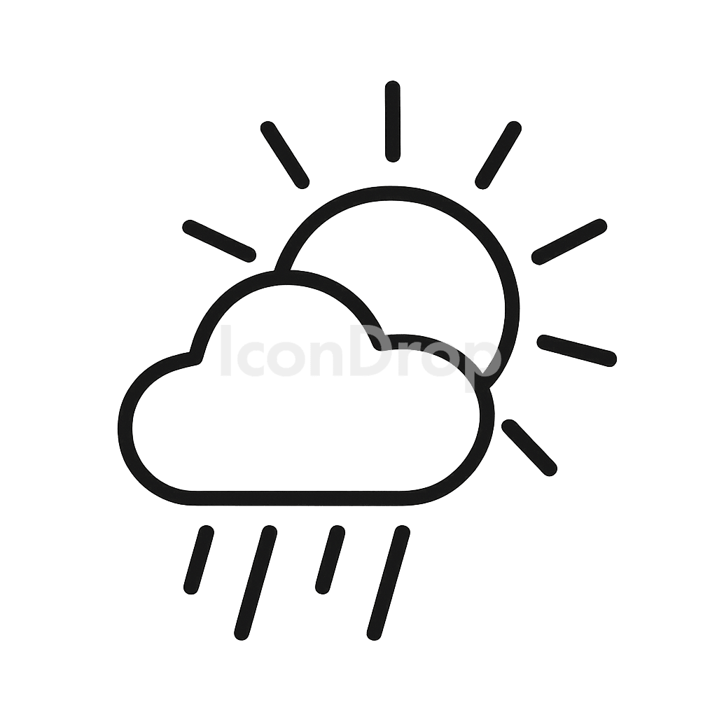 太陽と雨のアイコン アウトライン