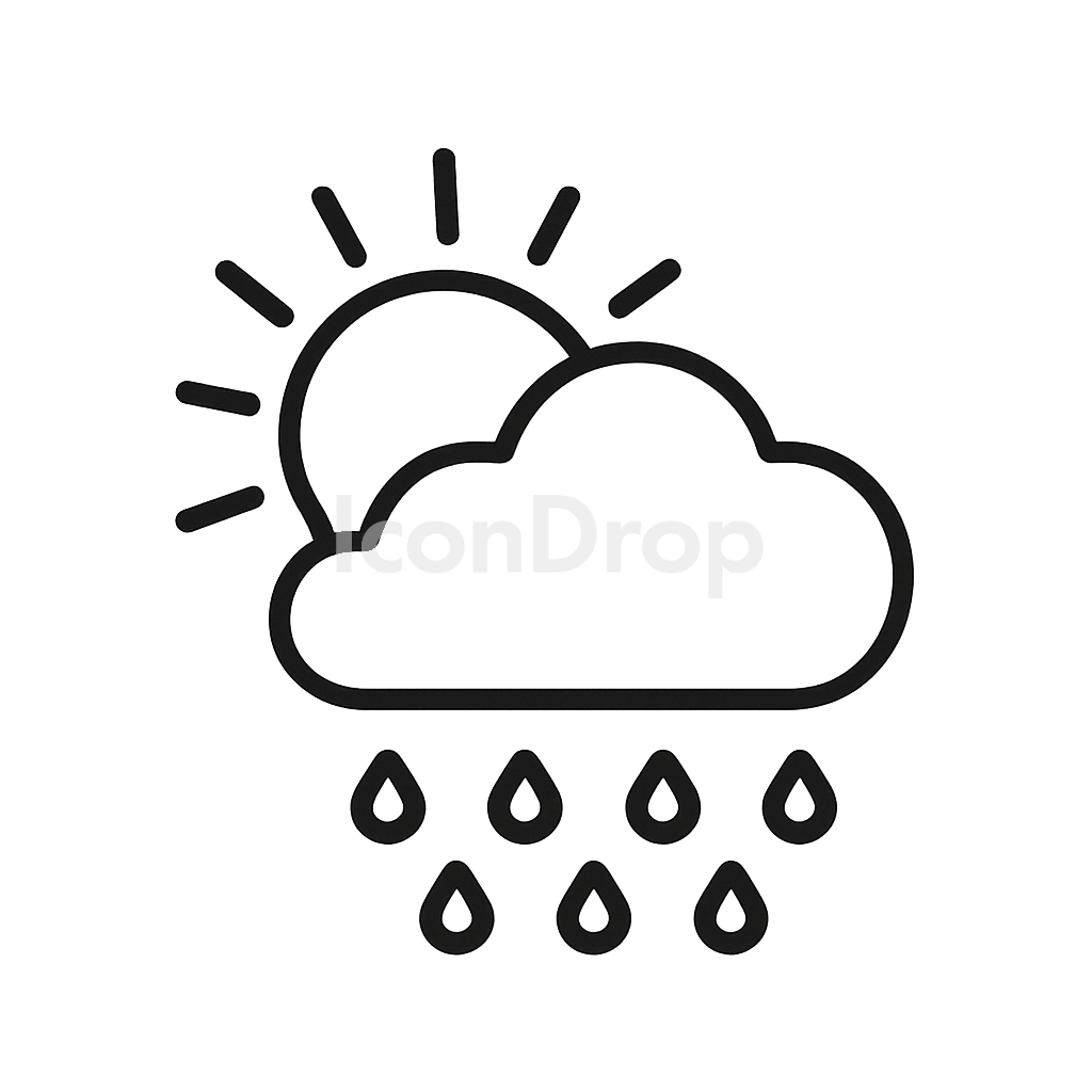 Sun Cloud Rain Icon Outline