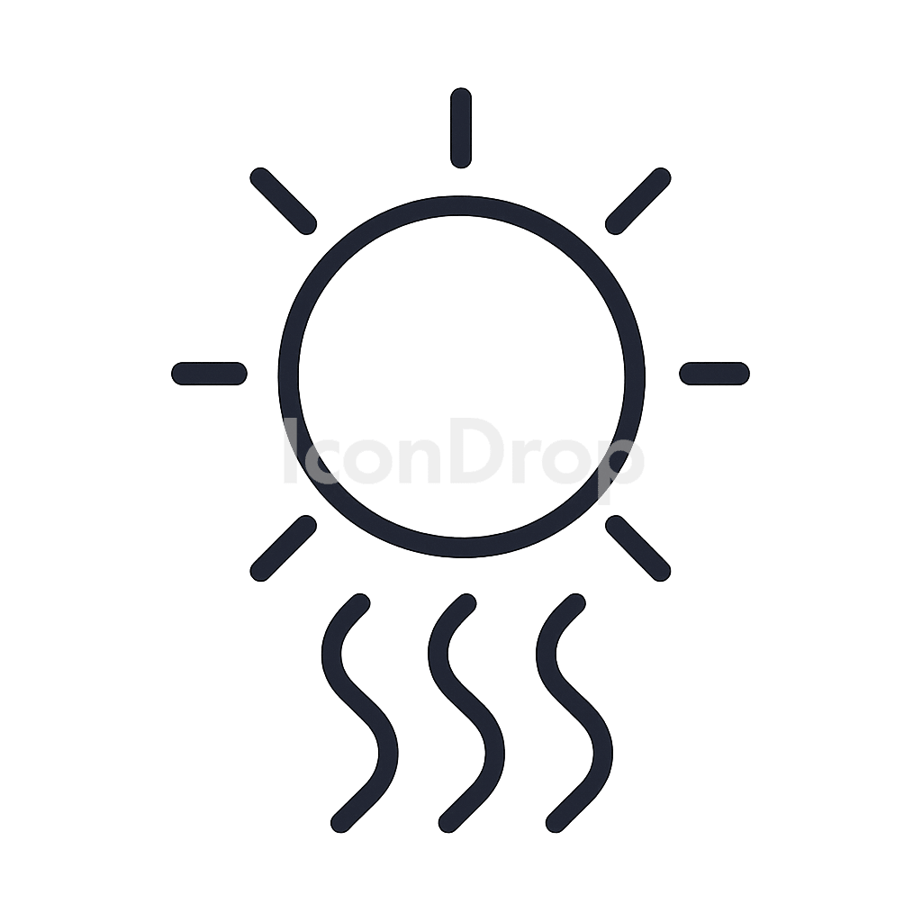 Sun Heat Icon Outline