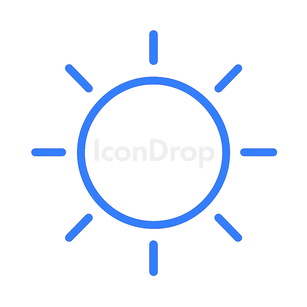 Sun Icon Blue Outline