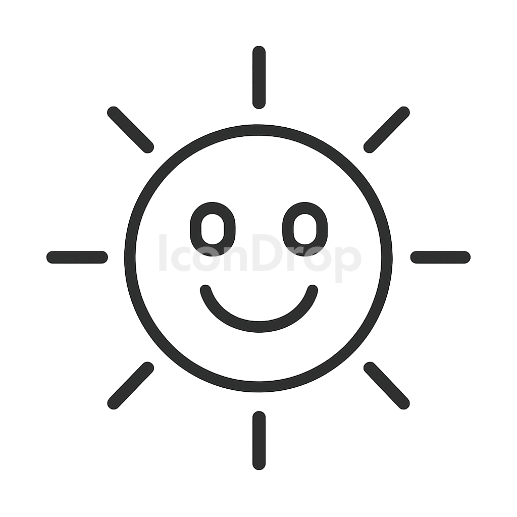 Sun Icon Cartoon Outline