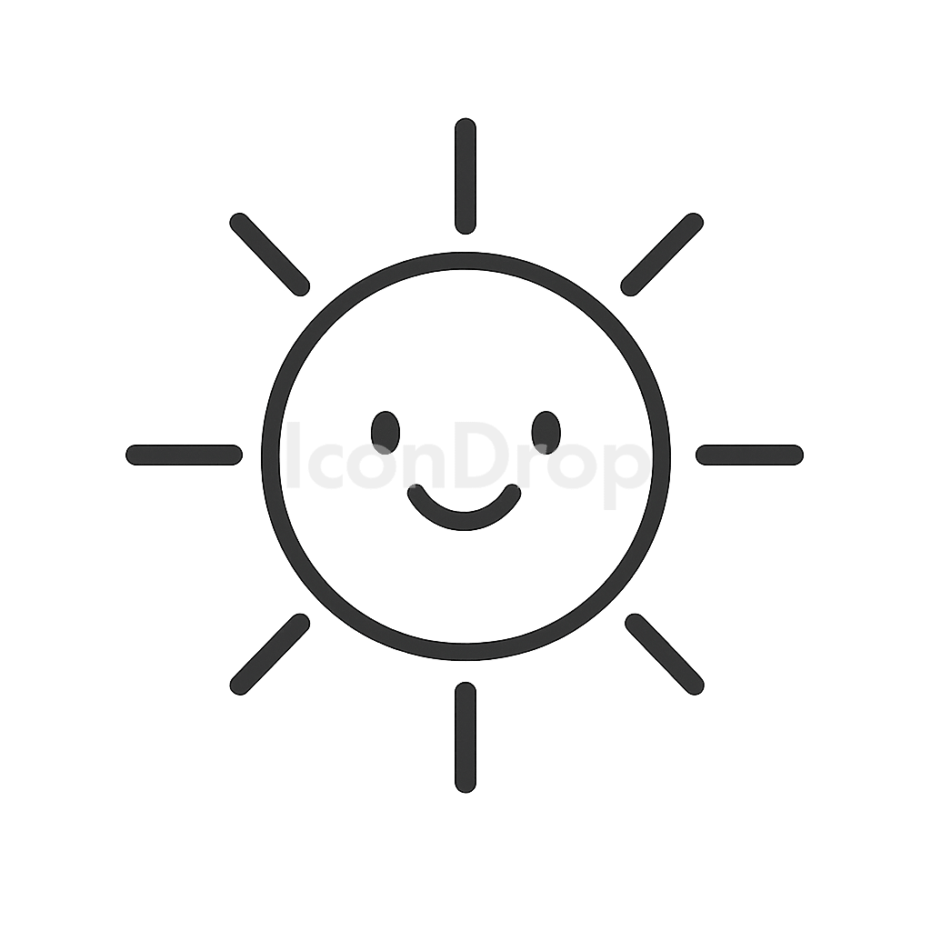 Sun Icon Cute Outline