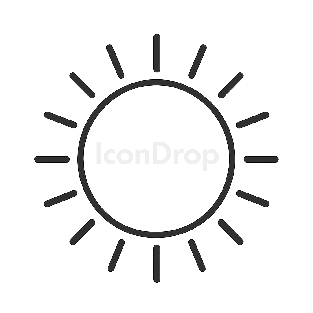Sun Icon Realistic Outline