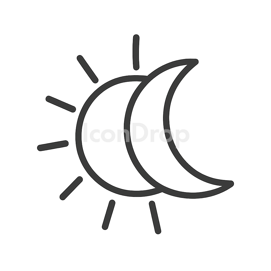 太陽と月のアイコン アウトライン