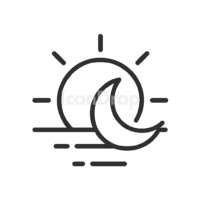 Sun Moon Rising Icons Outline