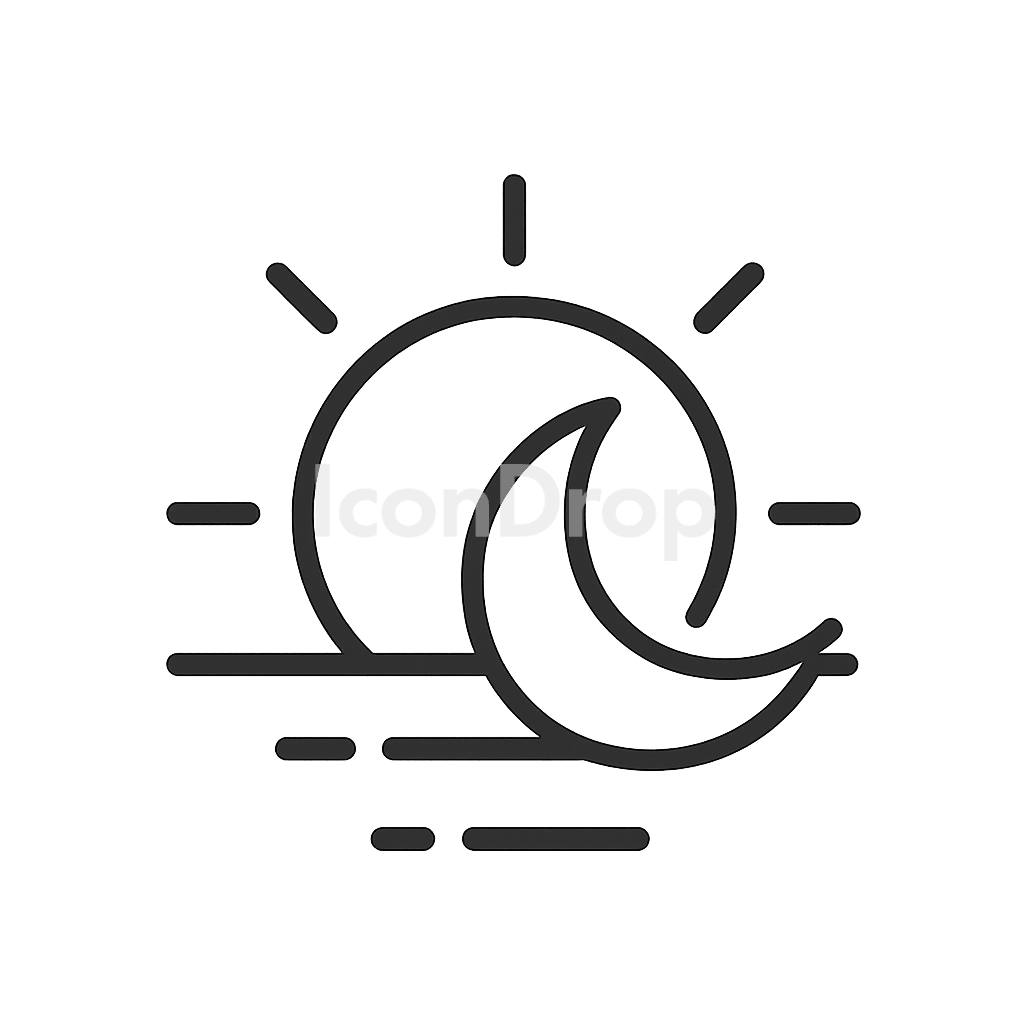 Sun Moon Rising Icons Outline