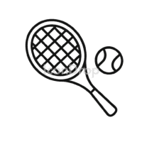 テニスラケットとボールのアイコン（アウトライン）