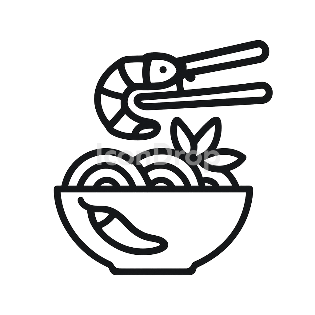 Thai Food Icon Outline