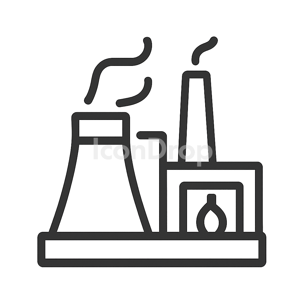 Thermal Power Plant Icon Outline