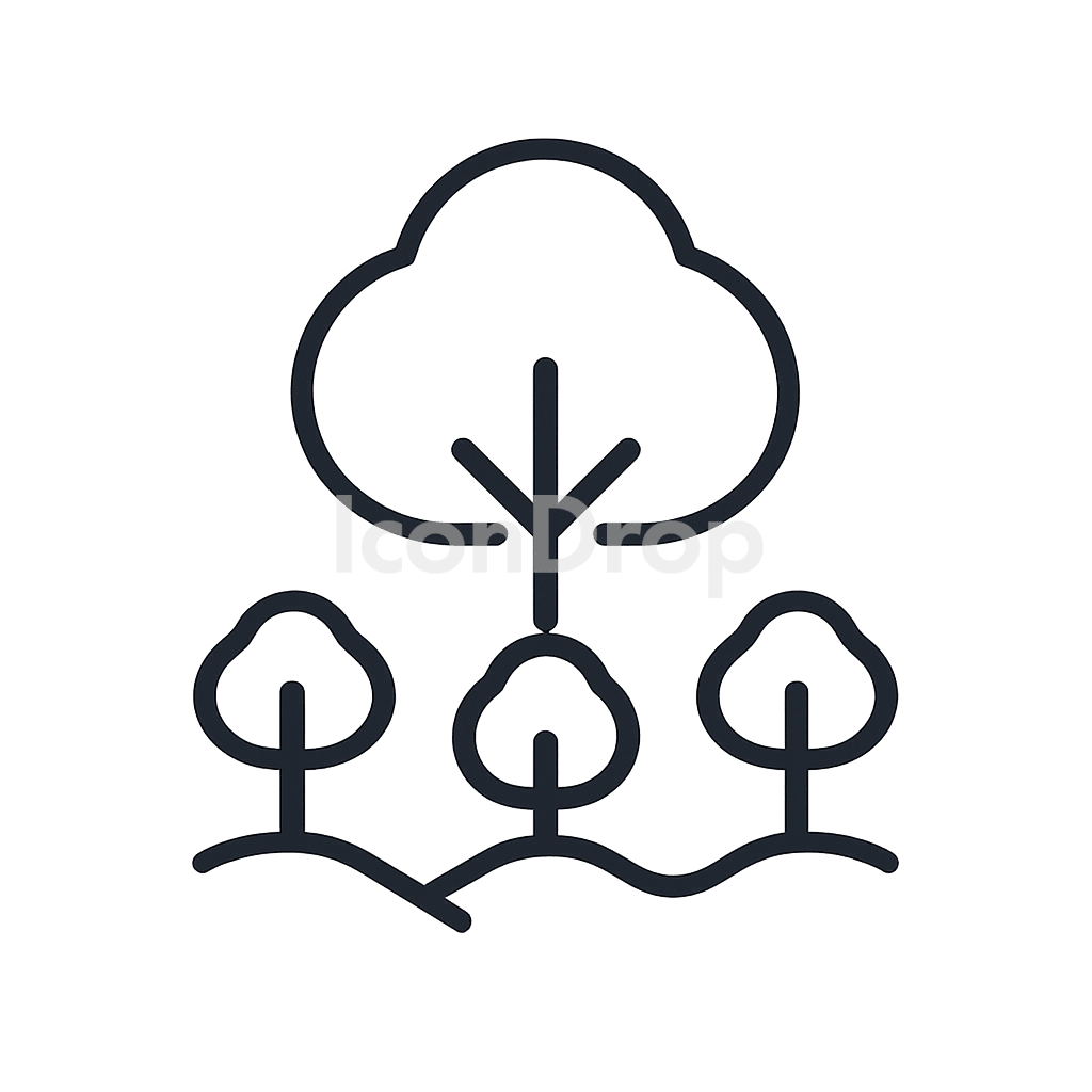 植林（ツリープランテーション）のアイコン アウトライン