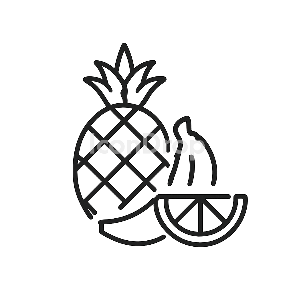 Tropical Fruits Icon Outline