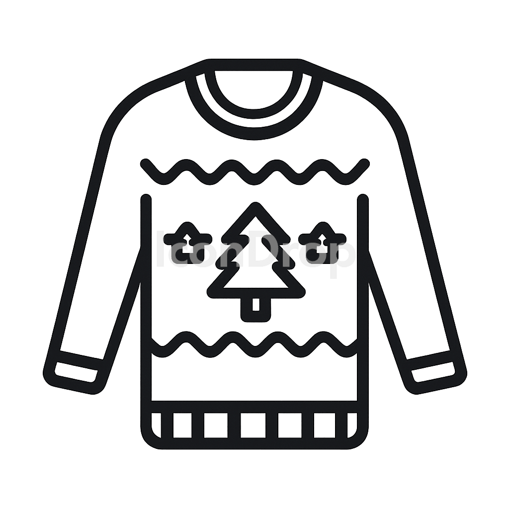 Ugly Christmas Sweater Icon Outline