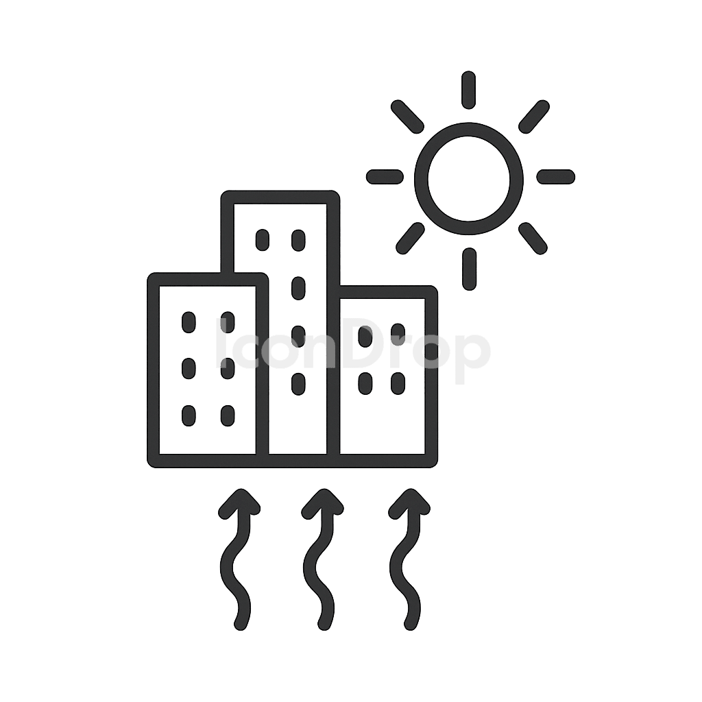 Urban Heat Island Icon Outline