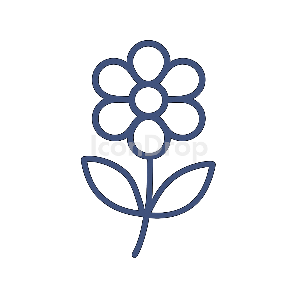 ヴィンテージフラワーのアイコン アウトライン