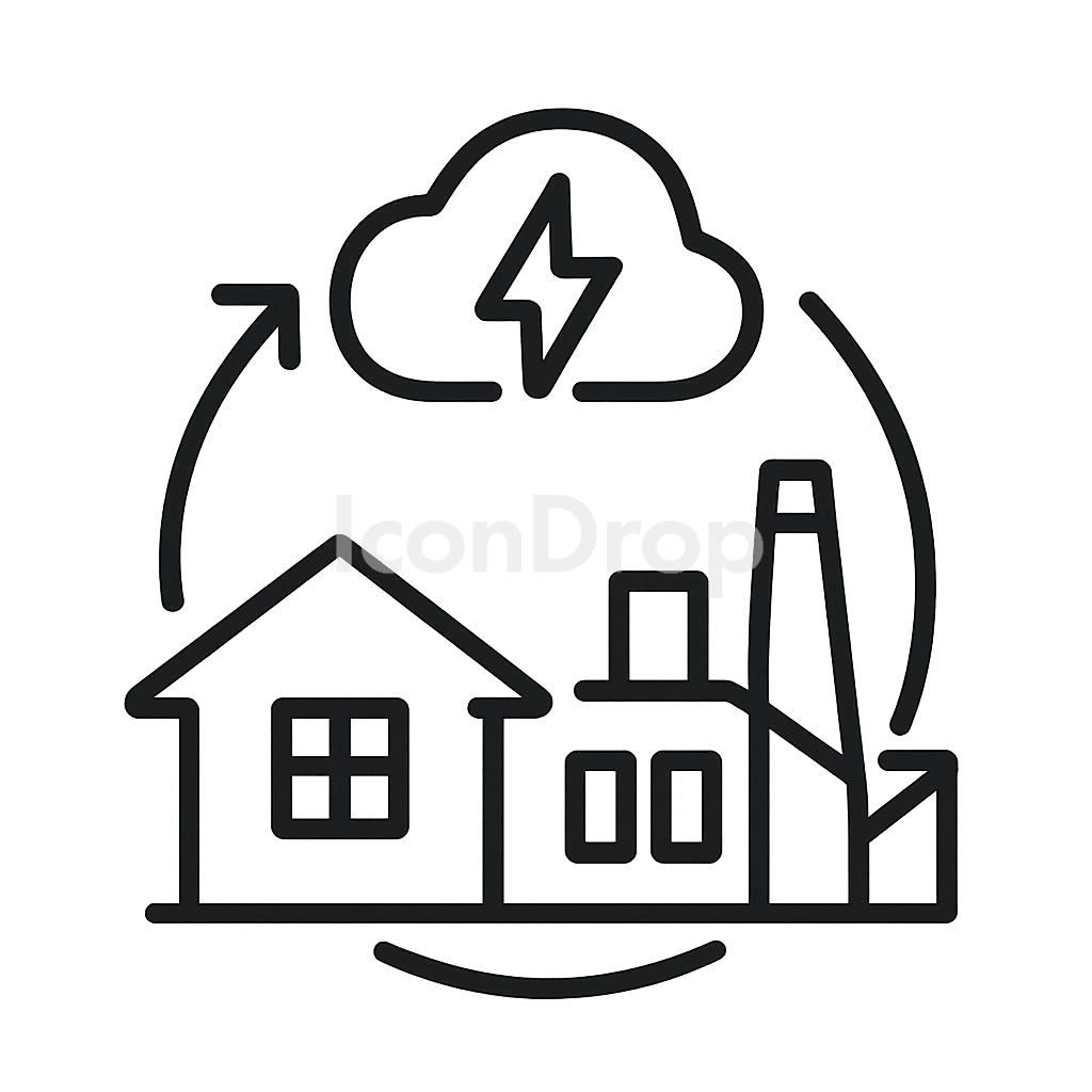 Virtual Power Plant Icon Outline