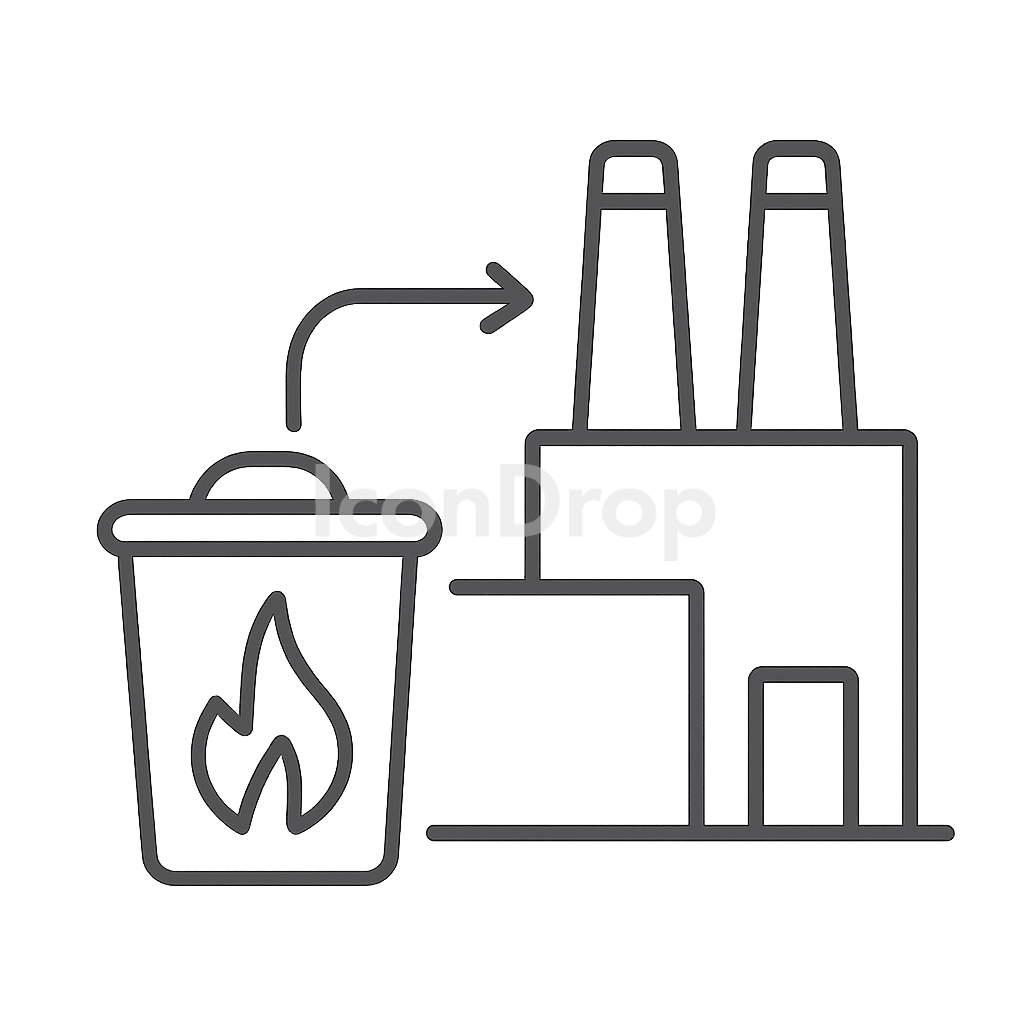 Waste To Energy Plant Icon Outline
