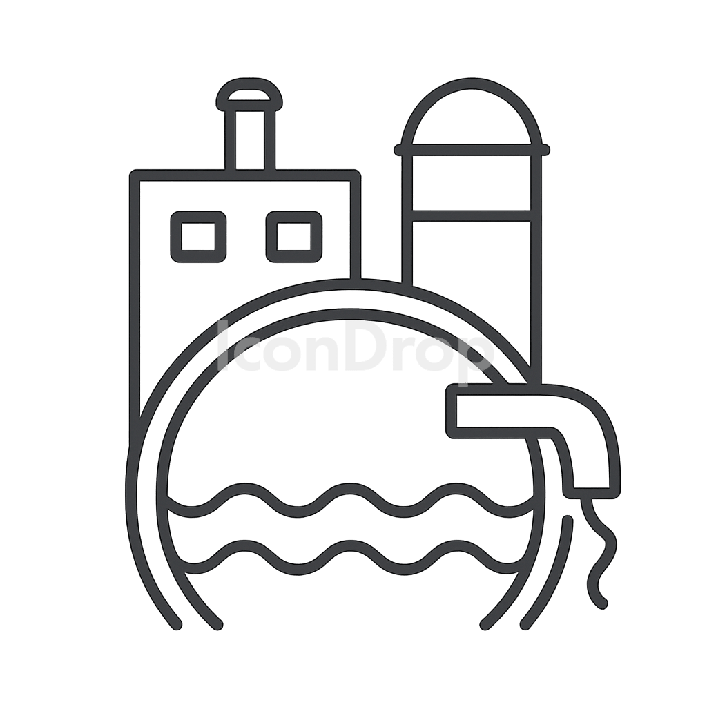 Wastewater Treatment Plant Icon Outline