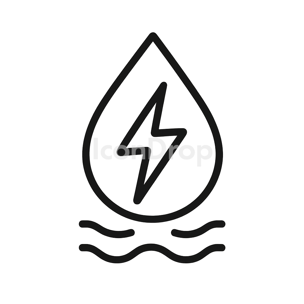 Water And Electricity Icon Outline