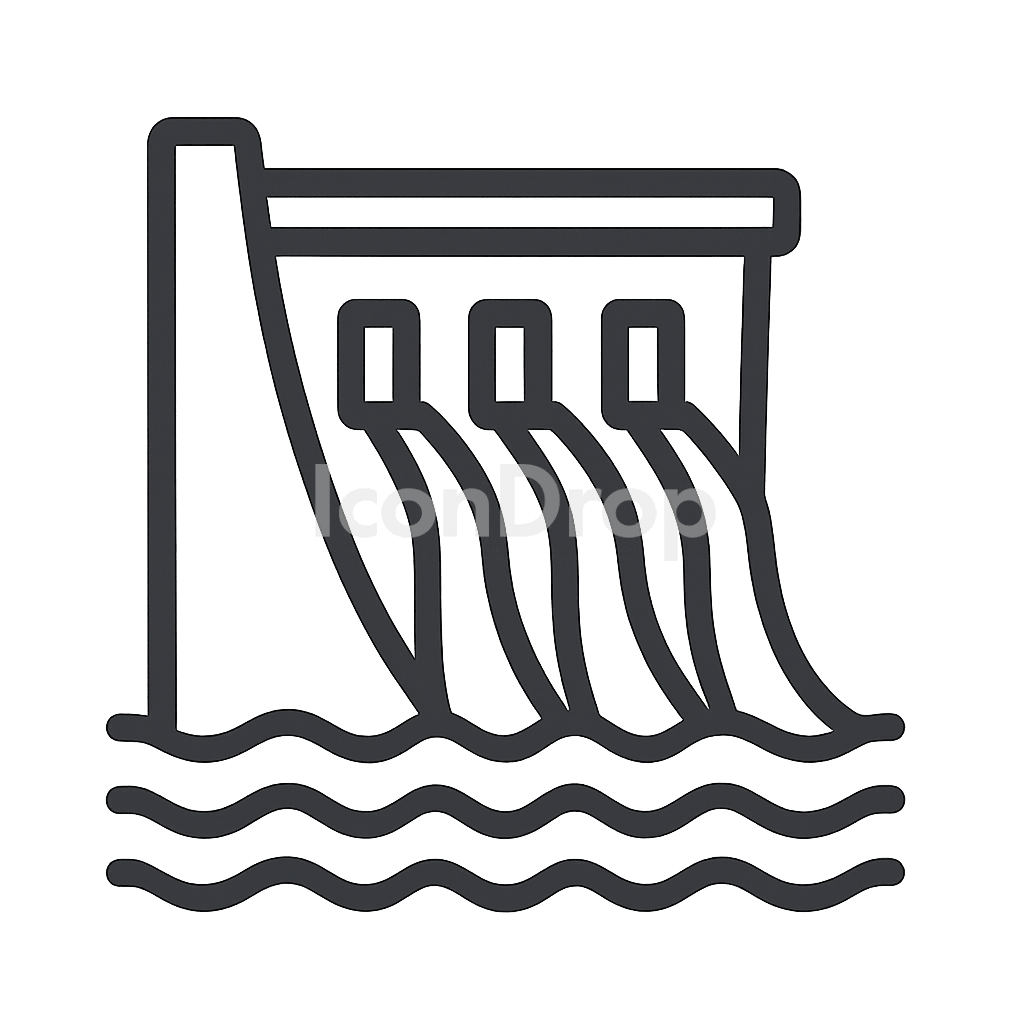 Water Dam Icon Outline