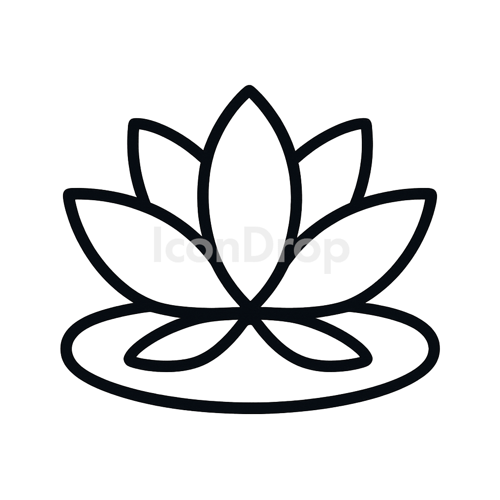 Water Lily Icon Outline