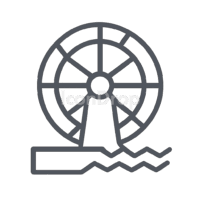 Water Wheel Icon Outline