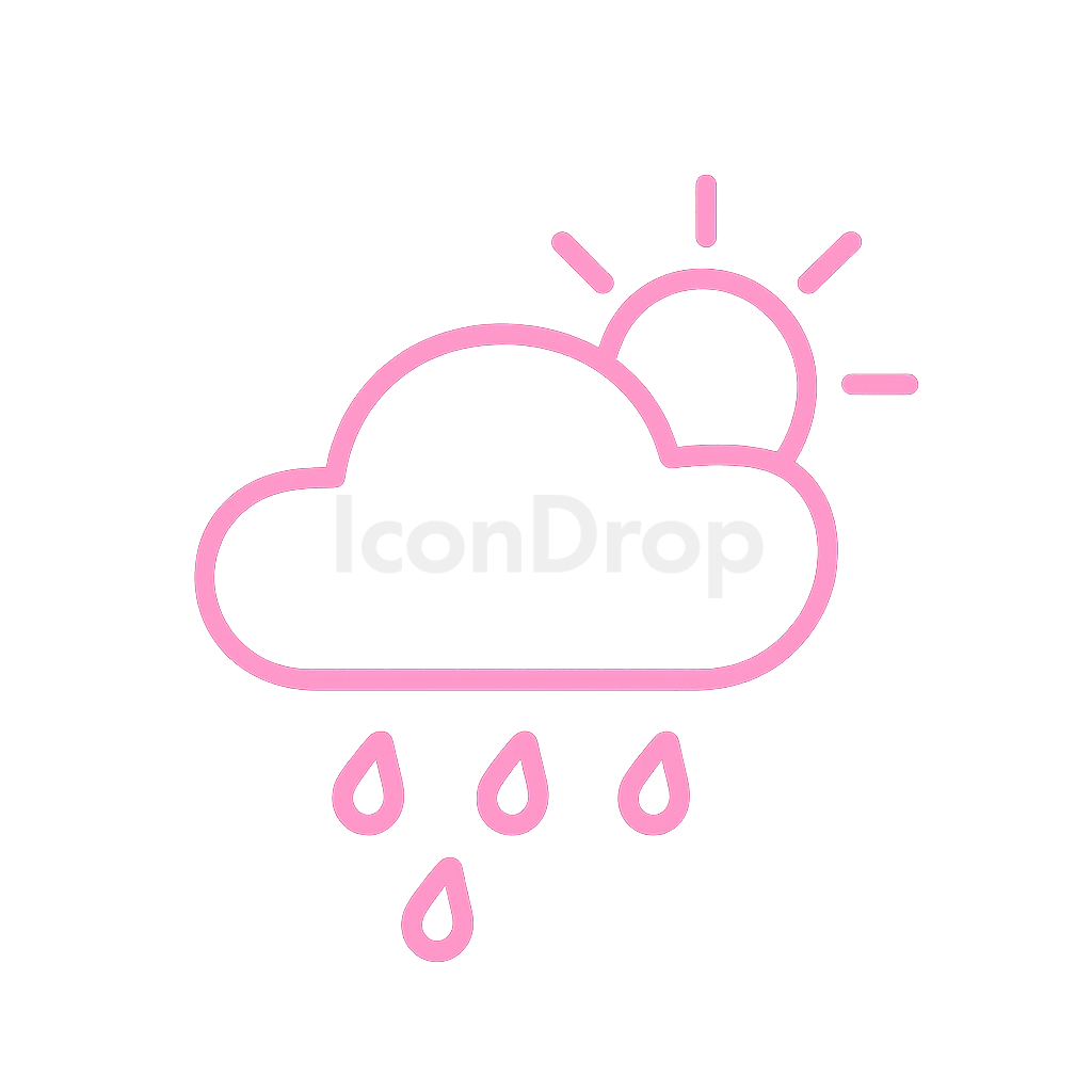 Weather Icon Aesthetic Pink Pastel Outline