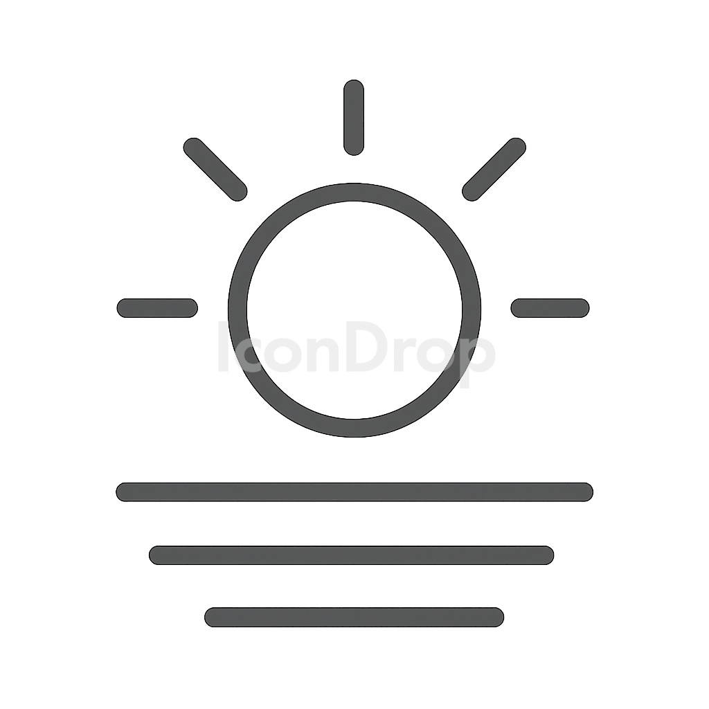 Weather Icon Sun With 3 Lines Outline